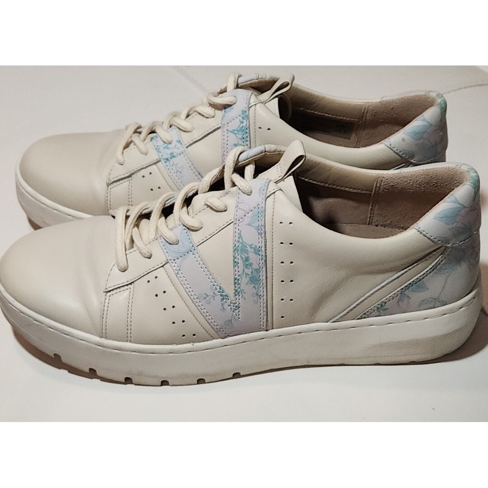 Vionic Shoes‎ Womens 10 Sneakers Tennis Simasa Leather Platform Cream Botanical - Picture 2 of 8